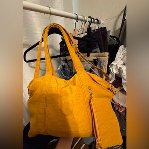 Large Saffron Tote Bag with detachable shoulder strap